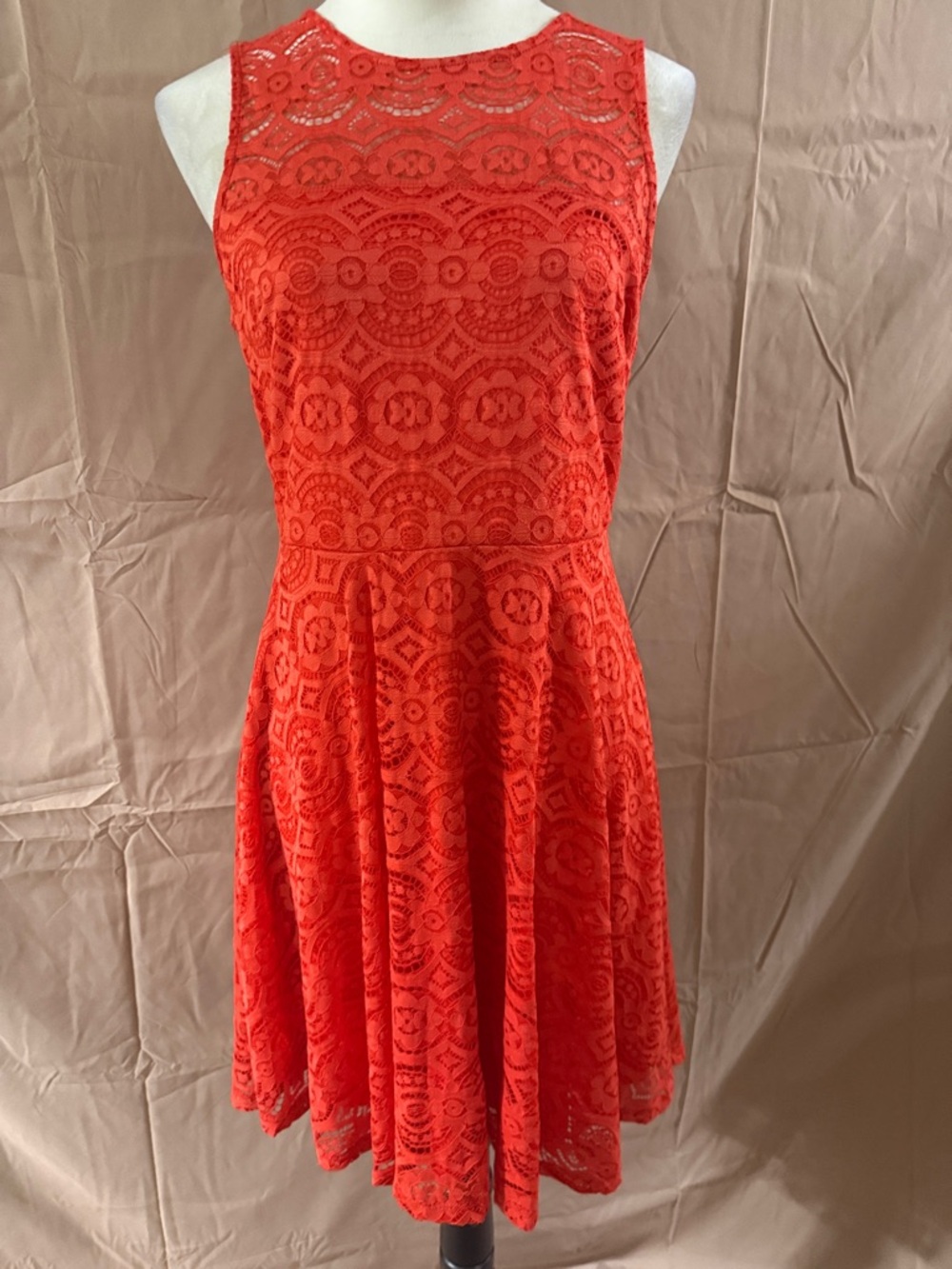 Thalia Sodi Red Sleeveless Lace Dress Medium